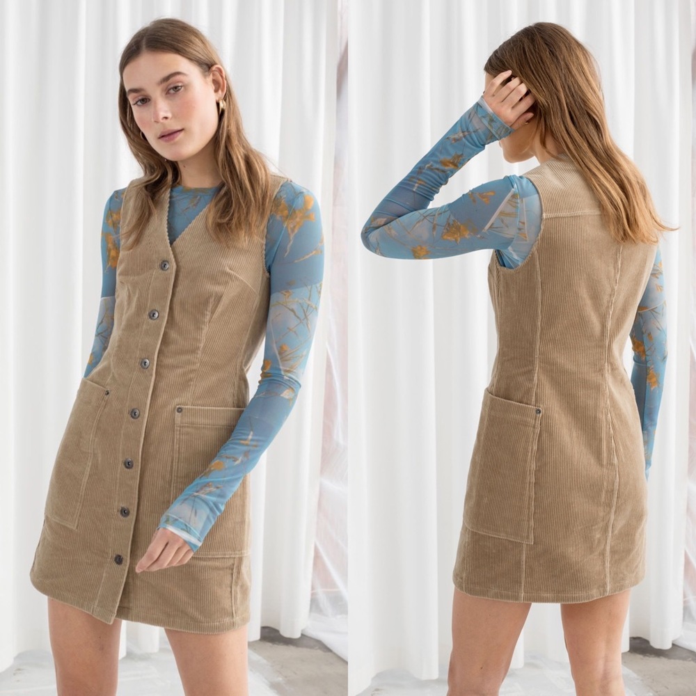 & Other Stories Corduroy Workwear Dress | 6, NWOT